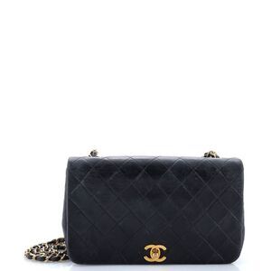 Chanel Vintage Full Flap Bag Quilted Lambskin Medium Black